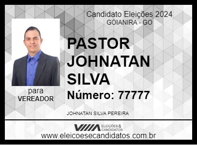 Candidato PASTOR JOHNATAN SILVA 2024 - GOIANIRA - Eleições