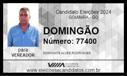 Candidato DOMINGÃO 2024 - GOIANIRA - Eleições