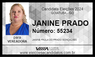 Candidato JANINE PRADO 2024 - GOIATUBA - Eleições