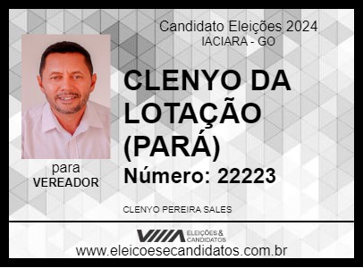 Candidato CLENYO DA LOTAÇÃO (PARÁ) 2024 - IACIARA - Eleições