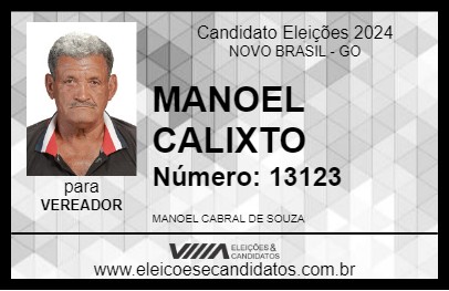 Candidato MANOEL CALIXTO 2024 - NOVO BRASIL - Eleições