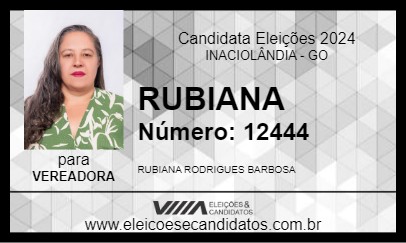 Candidato RUBIANA 2024 - INACIOLÂNDIA - Eleições