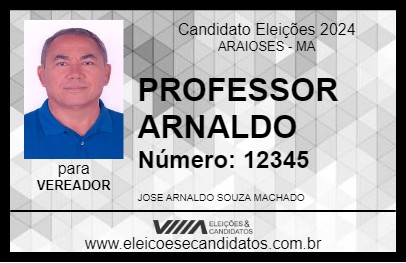 Candidato PROFESSOR ARNALDO 2024 - ARAIOSES - Eleições