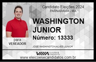 Candidato WASHINGTON JUNIOR 2024 - PARNARAMA - Eleições