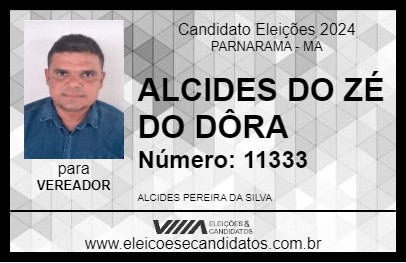 Candidato ALCIDES DO ZÉ DO DÔRA 2024 - PARNARAMA - Eleições