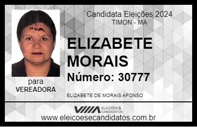 Candidato ELIZABETE MORAIS 2024 - TIMON - Eleições