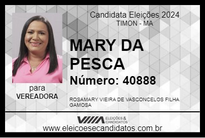 Candidato MARY DA PESCA 2024 - TIMON - Eleições