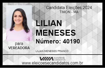 Candidato LILIAN MENESES 2024 - TIMON - Eleições