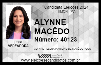 Candidato ALYNNE MACÊDO 2024 - TIMON - Eleições