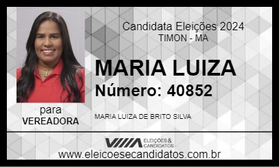 Candidato MARIA LUIZA 2024 - TIMON - Eleições