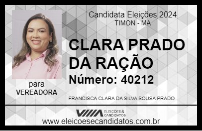 Candidato CLARA PRADO DA RAÇÃO 2024 - TIMON - Eleições