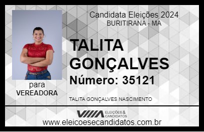 Candidato TALITA GONÇALVES 2024 - BURITIRANA - Eleições