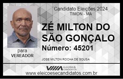 Candidato ZÉ MILTON DO SÃO GONÇALO 2024 - TIMON - Eleições