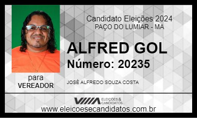 Candidato ALFRED GOL 2024 - PAÇO DO LUMIAR - Eleições