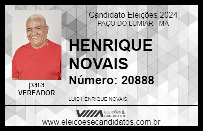 Candidato HENRIQUE NOVAIS 2024 - PAÇO DO LUMIAR - Eleições