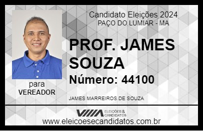 Candidato PROF. JAMES SOUZA 2024 - PAÇO DO LUMIAR - Eleições