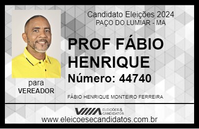 Candidato PROF FÁBIO HENRIQUE 2024 - PAÇO DO LUMIAR - Eleições