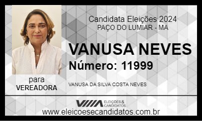 Candidato VANUSA NEVES 2024 - PAÇO DO LUMIAR - Eleições