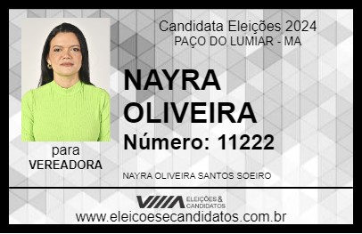 Candidato NAYRA OLIVEIRA 2024 - PAÇO DO LUMIAR - Eleições