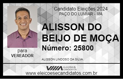 Candidato ALISSON DO BEIJO DE MOÇA 2024 - PAÇO DO LUMIAR - Eleições