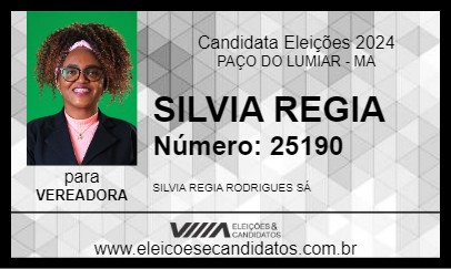 Candidato SILVIA REGIA 2024 - PAÇO DO LUMIAR - Eleições