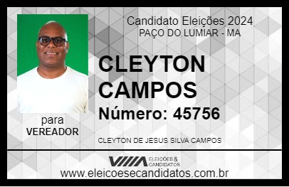 Candidato CLEYTON CAMPOS 2024 - PAÇO DO LUMIAR - Eleições