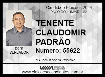 Candidato TENENTE CLAUDOMIR PADRÃO 2024 - PAÇO DO LUMIAR - Eleições