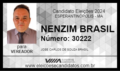 Candidato NENZIM BRASIL 2024 - ESPERANTINÓPOLIS - Eleições