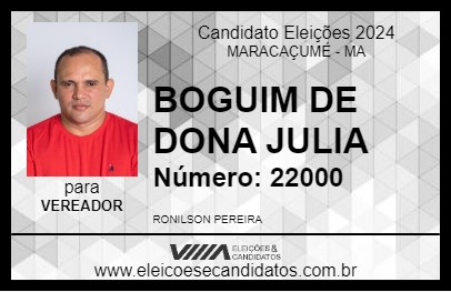 Candidato BOGUIM DE DONA JULIA 2024 - MARACAÇUMÉ - Eleições