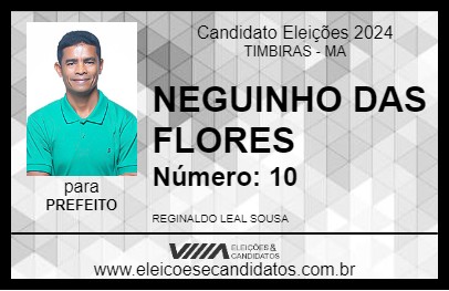 Candidato NEGUINHO DAS FLORES 2024 - TIMBIRAS - Eleições