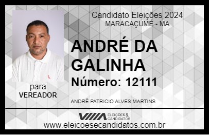 Candidato ANDRÉ DA GALINHA 2024 - MARACAÇUMÉ - Eleições