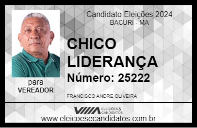 Candidato CHICO LIDERANÇA 2024 - BACURI - Eleições