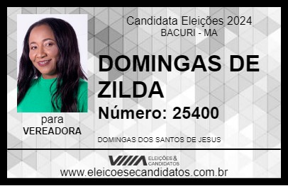 Candidato DOMINGAS DE ZILDA 2024 - BACURI - Eleições