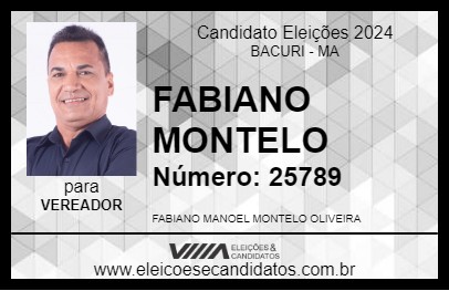 Candidato FABIANO MONTELO 2024 - BACURI - Eleições