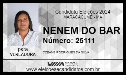 Candidato NENEM DO BAR 2024 - MARACAÇUMÉ - Eleições