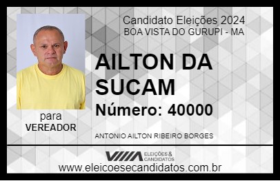 Candidato AILTON DA SUCAM 2024 - BOA VISTA DO GURUPI - Eleições