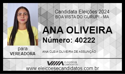 Candidato ANA OLIVEIRA 2024 - BOA VISTA DO GURUPI - Eleições