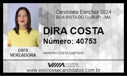 Candidato DIRA COSTA 2024 - BOA VISTA DO GURUPI - Eleições