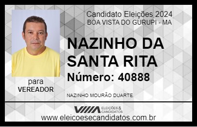 Candidato NAZINHO DA SANTA RITA 2024 - BOA VISTA DO GURUPI - Eleições