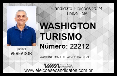 Candidato WASHIGTON TURISMO 2024 - TIMON - Eleições