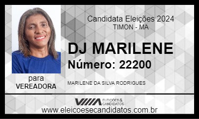 Candidato DJ MARILENE 2024 - TIMON - Eleições