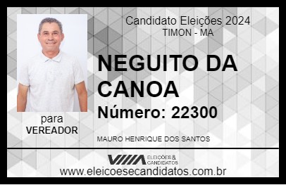 Candidato NEGUITO DA CANOA 2024 - TIMON - Eleições