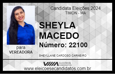 Candidato SHEYLA MACEDO 2024 - TIMON - Eleições