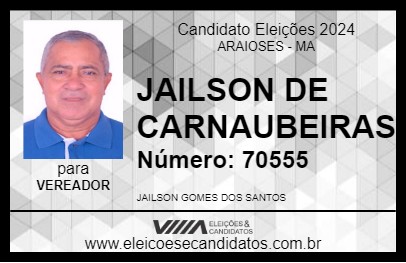 Candidato JAILSON DE CARNAUBEIRAS 2024 - ARAIOSES - Eleições