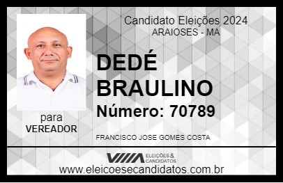 Candidato DEDÉ BRAULINO 2024 - ARAIOSES - Eleições