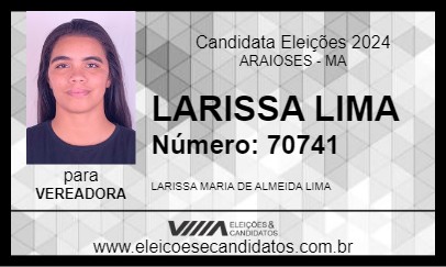 Candidato LARISSA LIMA 2024 - ARAIOSES - Eleições