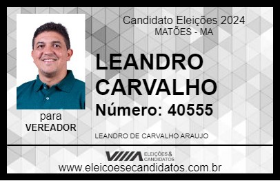 Candidato LEANDRO CARVALHO 2024 - MATÕES - Eleições