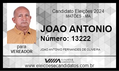 Candidato JOAO ANTONIO 2024 - MATÕES - Eleições