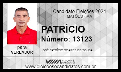 Candidato PATRÍCIO 2024 - MATÕES - Eleições