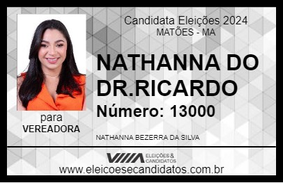 Candidato NATHANNA DO DR.RICARDO 2024 - MATÕES - Eleições